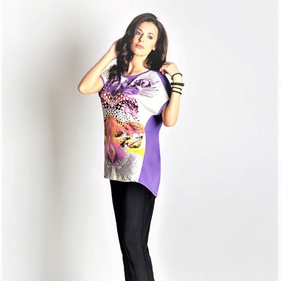 SUMMER ASYMMETRICAL FLORAL TOP MADE IN EUROPE - Picture 1 of 3